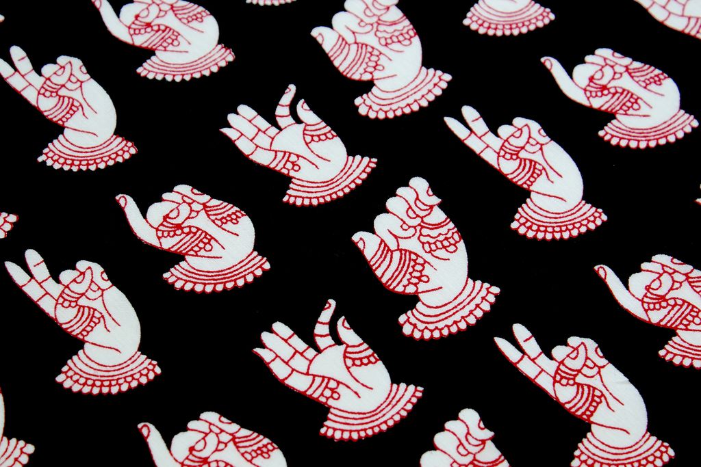 Black And Red Traditional Printed Pure Cotton Fabric