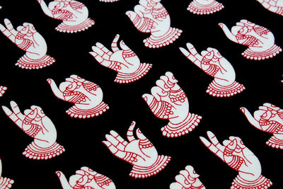 Black And Red Traditional Printed Pure Cotton Fabric