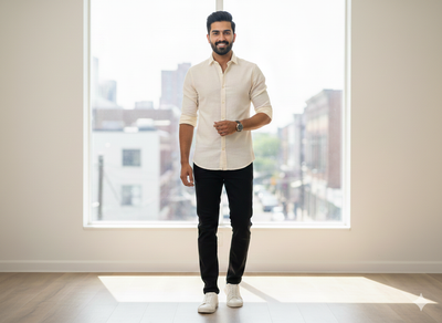 बेज सादा कॉटन लिनन कपड़ा