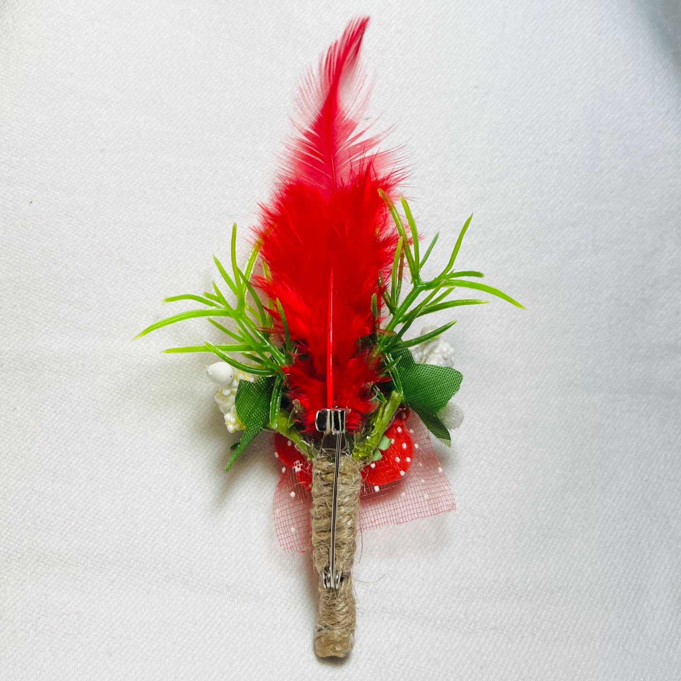 Multicolor Faux Feather Flower Brooch