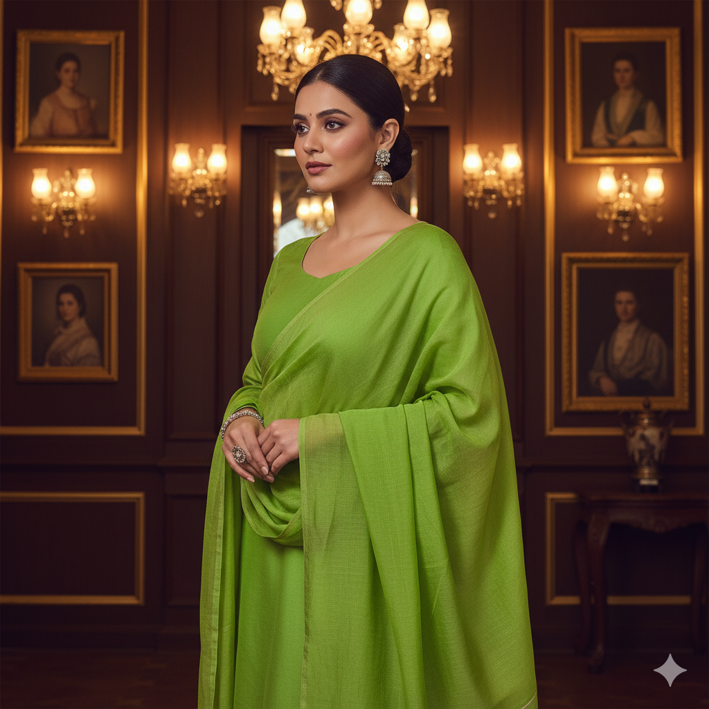 Light Green Plain 100% Pure Mul Mul Cotton