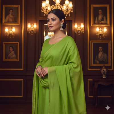 Light Green Plain 100% Pure Mul Mul Cotton