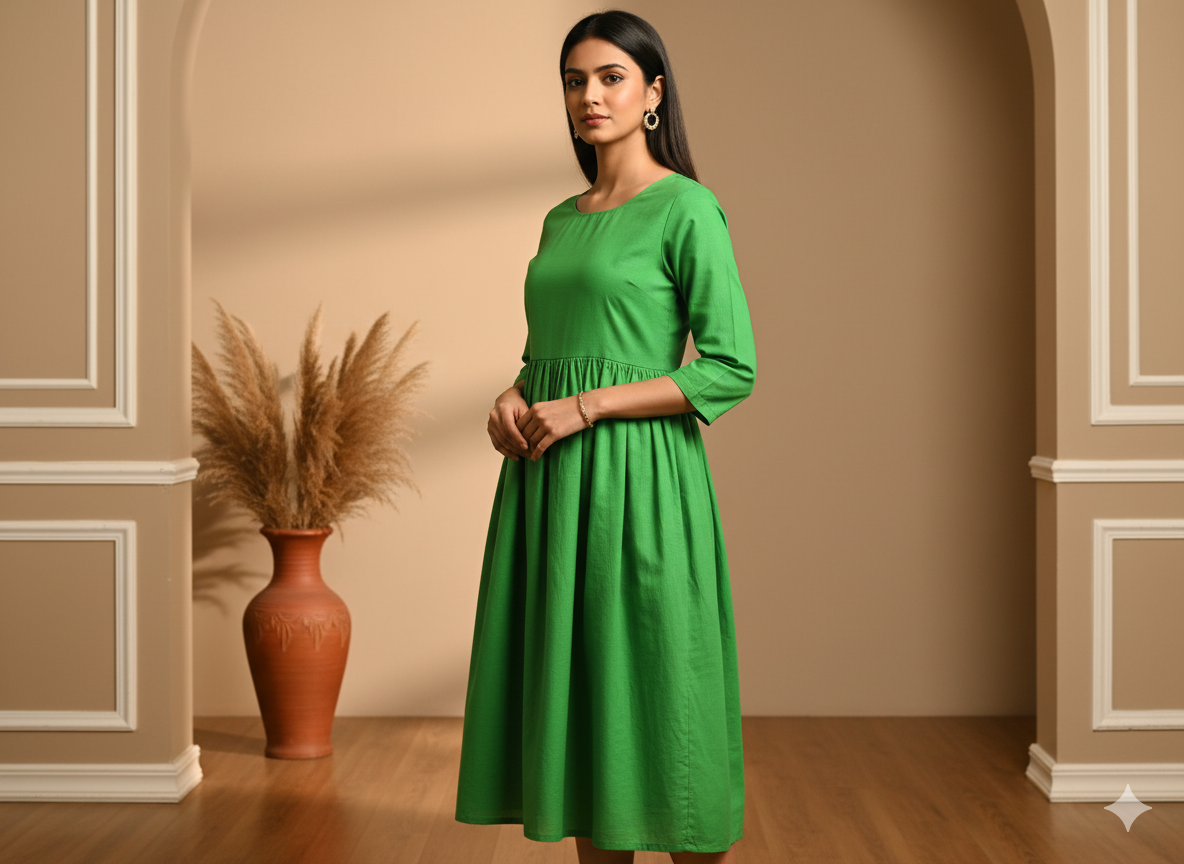 Light Green Plain 100% Pure Mul Mul Cotton