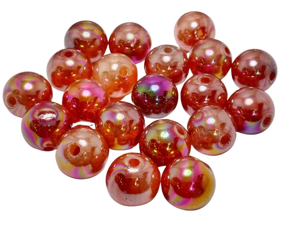 Metallic Peach Rainbow Spherical Acrylic Beads