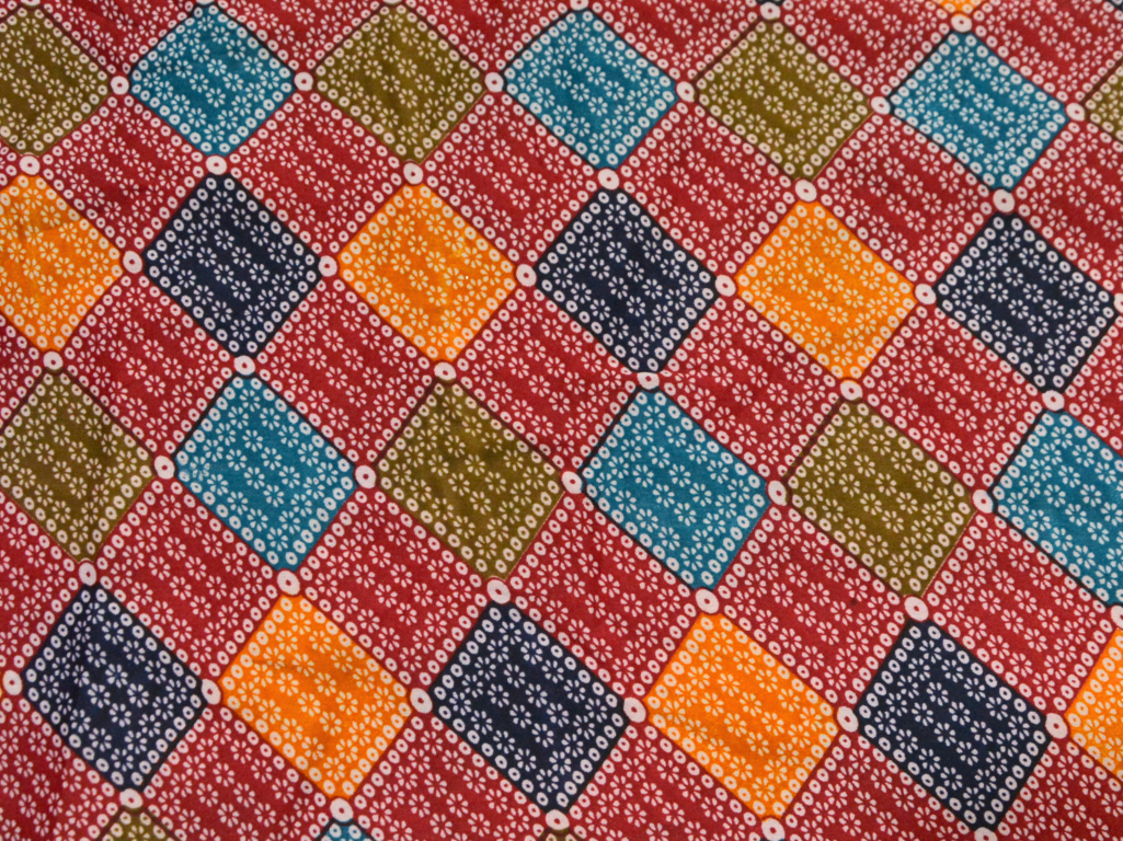 Bright Red Diamond Digitally Printed Butter Crepe Fabric