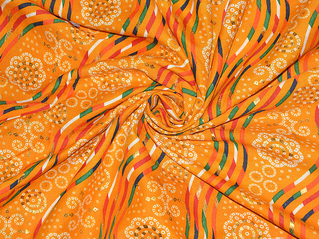 Multicolor Abstract Cotton Rayon Fabric