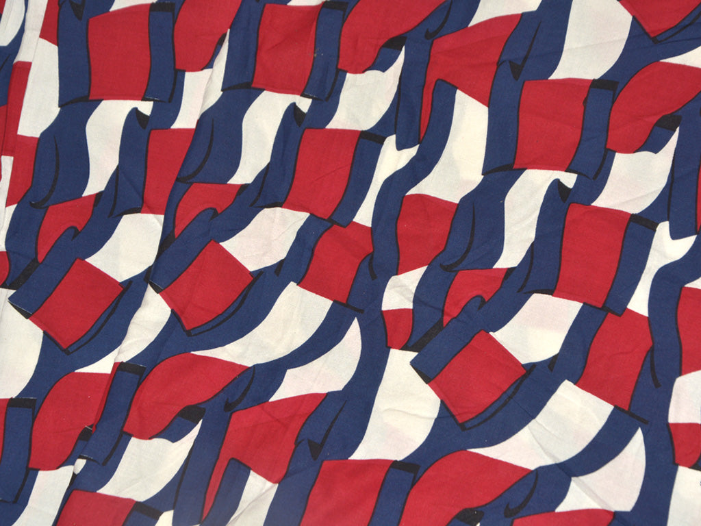 Red & Blue Abstract Printed Rayon Fabric