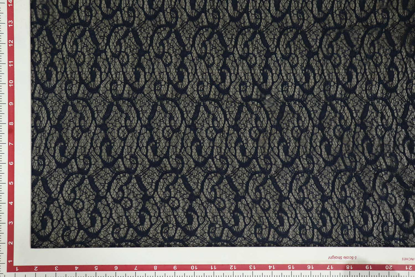 Precut of 1 Meter of Dark Blue Abstract Lace Polyester Fabric