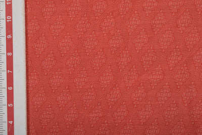 Orange Motifs Printed Viscose Blend Fabric