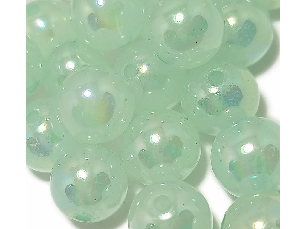 Light Green Spherical Acrylic Beads With Centre Hole