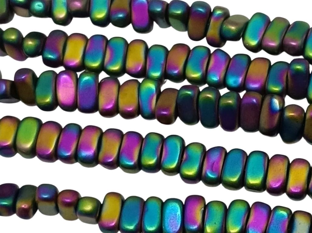 Metallic Multicolour Oblong Haemetite Metal Beads