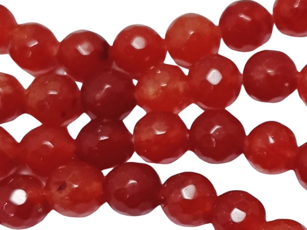 Red 8 mm Rondelle Jade Quartz Stones