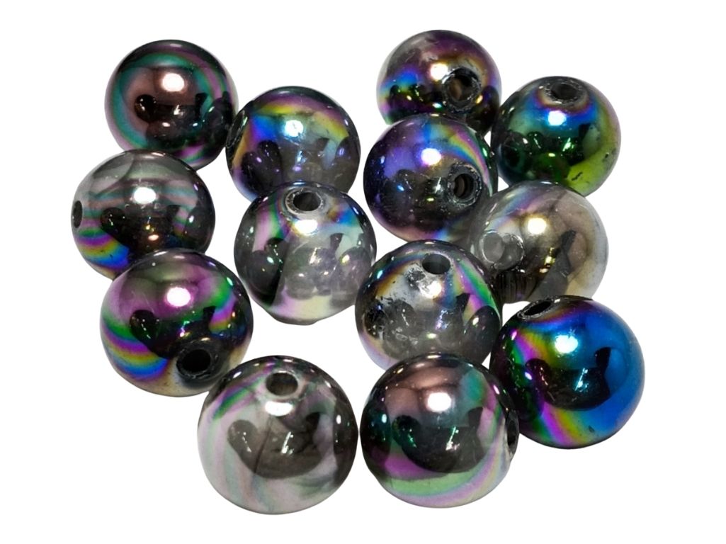 Metallic Gray Rainbow Spherical Acrylic Beads