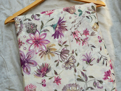 Cream Pure Mul Mul Kalamkari Cotton Fabric