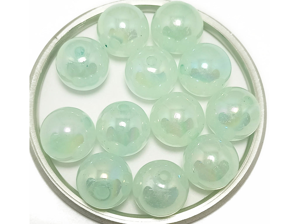 Light Green Spherical Acrylic Beads With Centre Hole