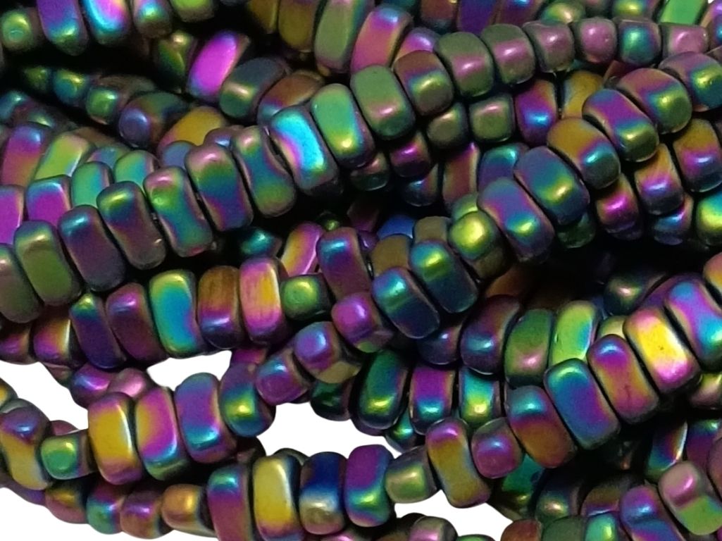 Metallic Multicolour Oblong Haemetite Metal Beads