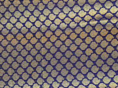 Dark Purple Motifs Semi Banarasi Brocade Fabric