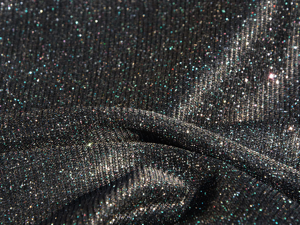 Jet Black Plain Shimmer Bonding Fabric