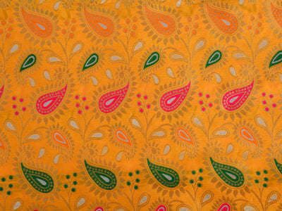 Mustard Yellow Paisely Heavy Semi Banarasi Brocade Fabric