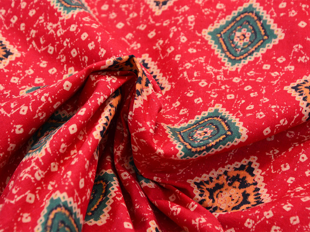 Rani Pink Bandhani Pure Cotton Fabric