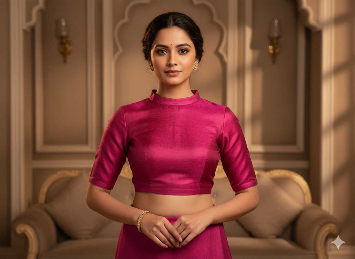 Bright Pink Plain Bangalore Raw Silk Fabric  (Wholesale)