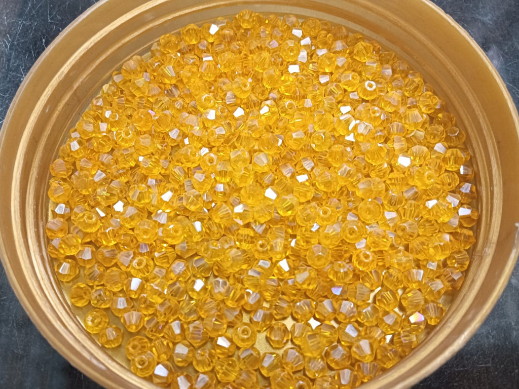 Yellow Transparent Bicone Crystal Glass Beads