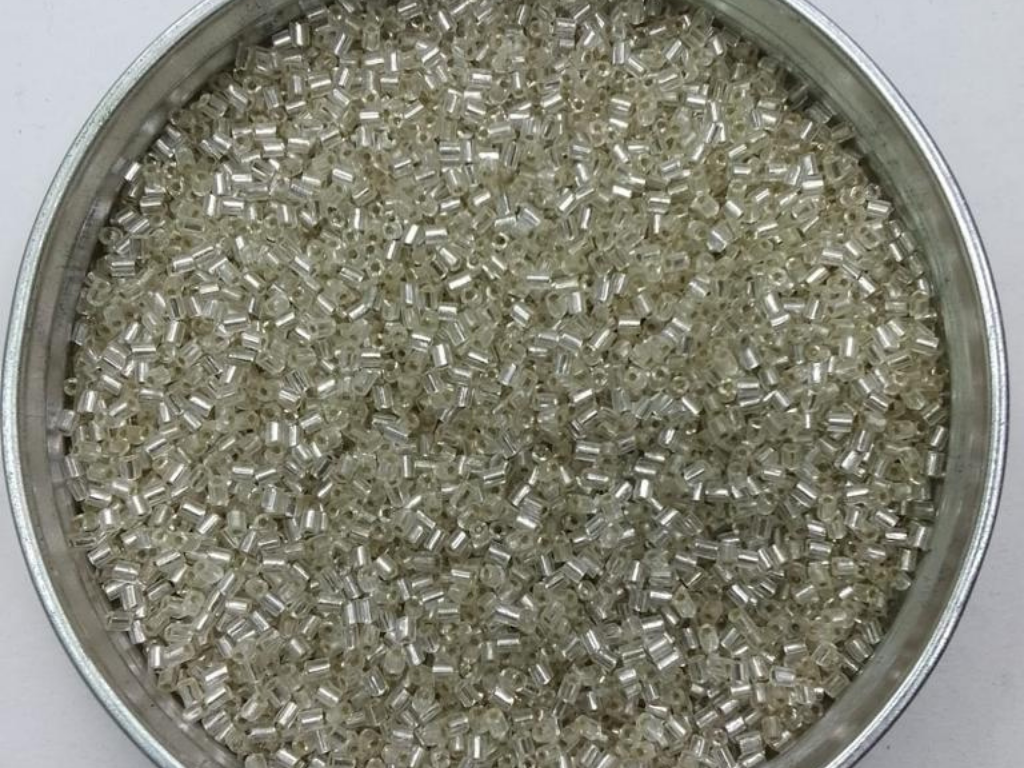 White Silverline 2 Cut Glass Seed Beads- 2 mm