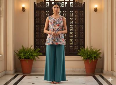 Multicolour Floral Digitally Printed Butter Crepe Fabric