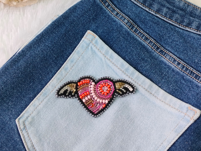 Multicolor Hearts & Wings Patches