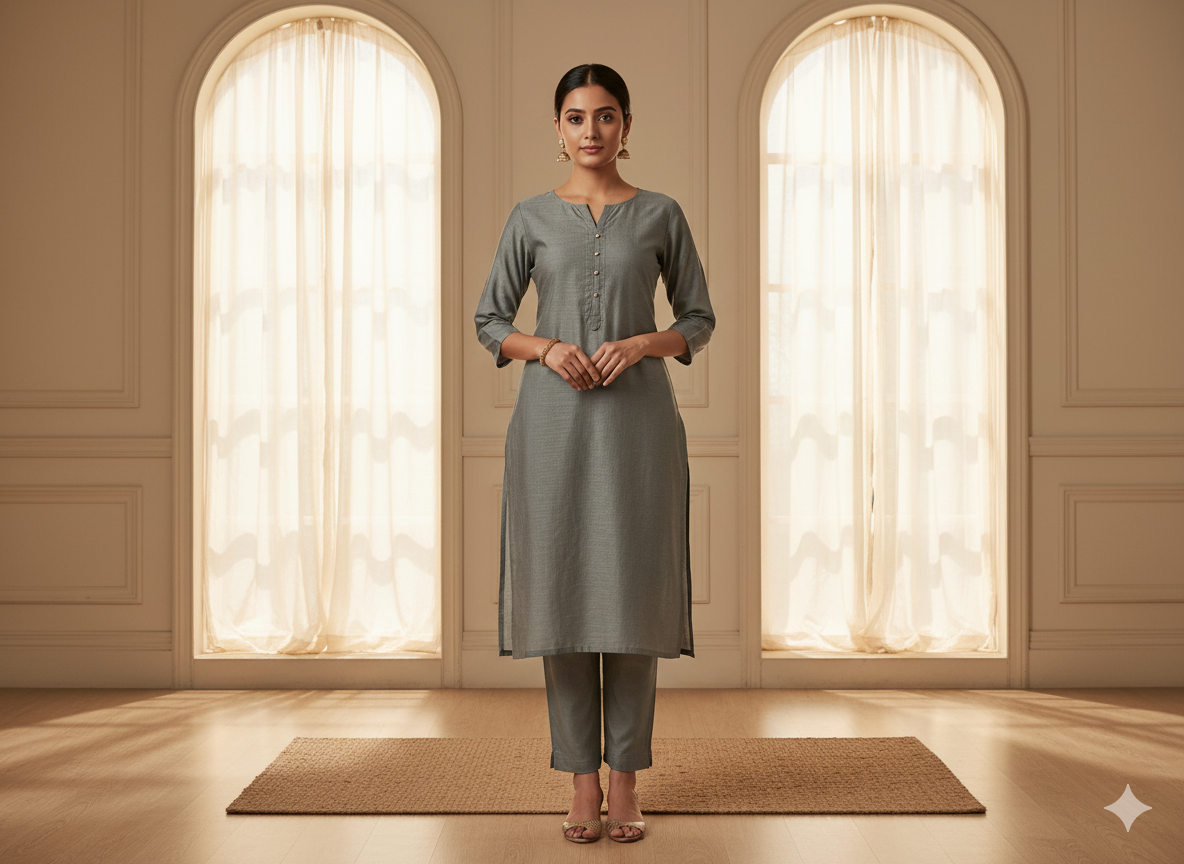 हल्का पीला बेज सादा ग्लेज्ड कॉटन कपड़ा