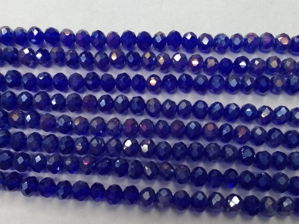 Royal Blue Tyre Crystal Glass Beads- 6 mm