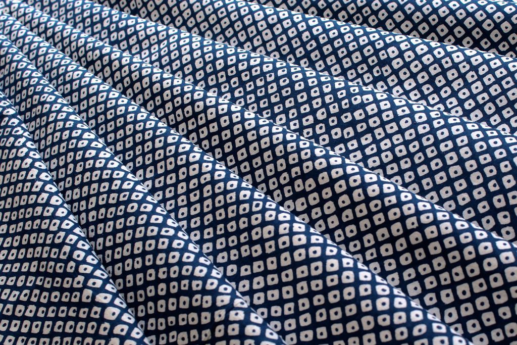 Navy Blue Traditional Printed Pure Cotton Fabric