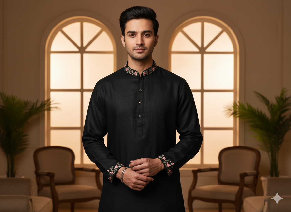 जेट ब्लैक प्योर लिनन फ़ैब्रिक - 60 ली