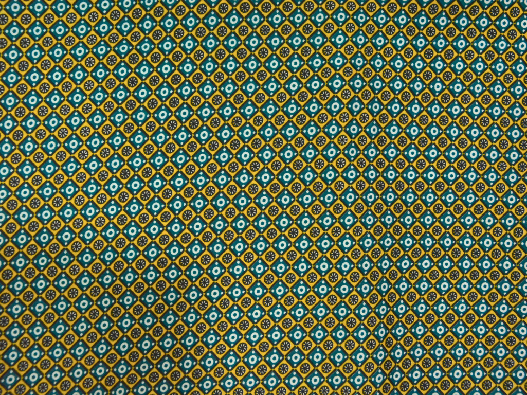 Yellow & Green Diamond Digitally Printed Butter Crepe Fabric