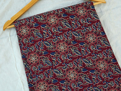 Red Ajrakh Printed Pure Mul Mul Cotton Fabrics