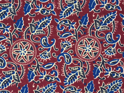 Red Ajrakh Printed Pure Mul Mul Cotton Fabrics