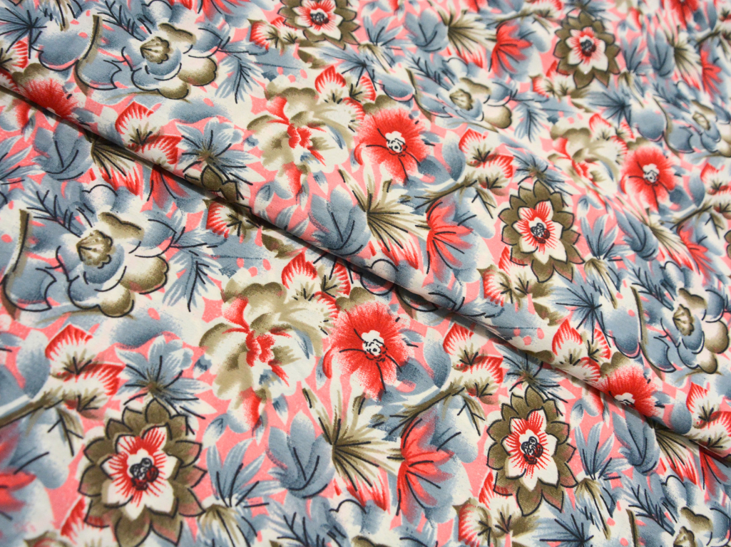 Multicolour Floral Digitally Printed Butter Crepe Fabric
