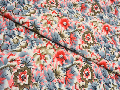 Multicolour Floral Digitally Printed Butter Crepe Fabric