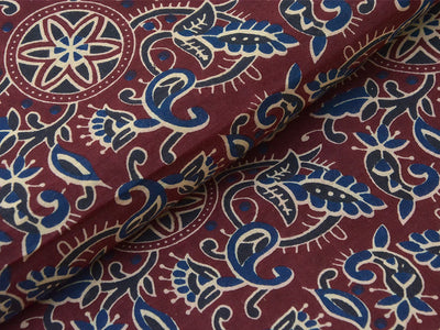 Red Ajrakh Printed Pure Mul Mul Cotton Fabrics