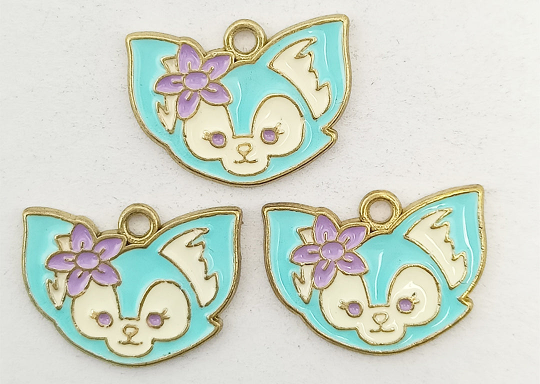 Blue & White Cat Enamel Charms