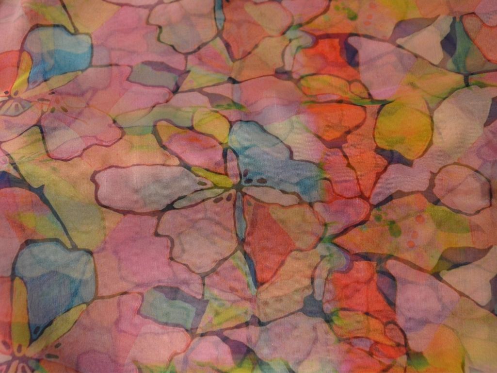 Multicolour Floral Digital Printed Liquid Organza Fabric