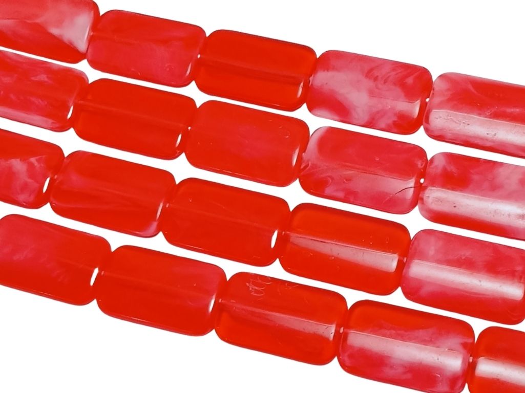 Blood Red Rectangular Resin Beads