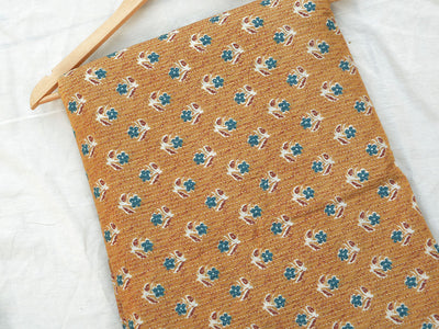 Persion Orange Floral Pure Cotton Kantha Fabric