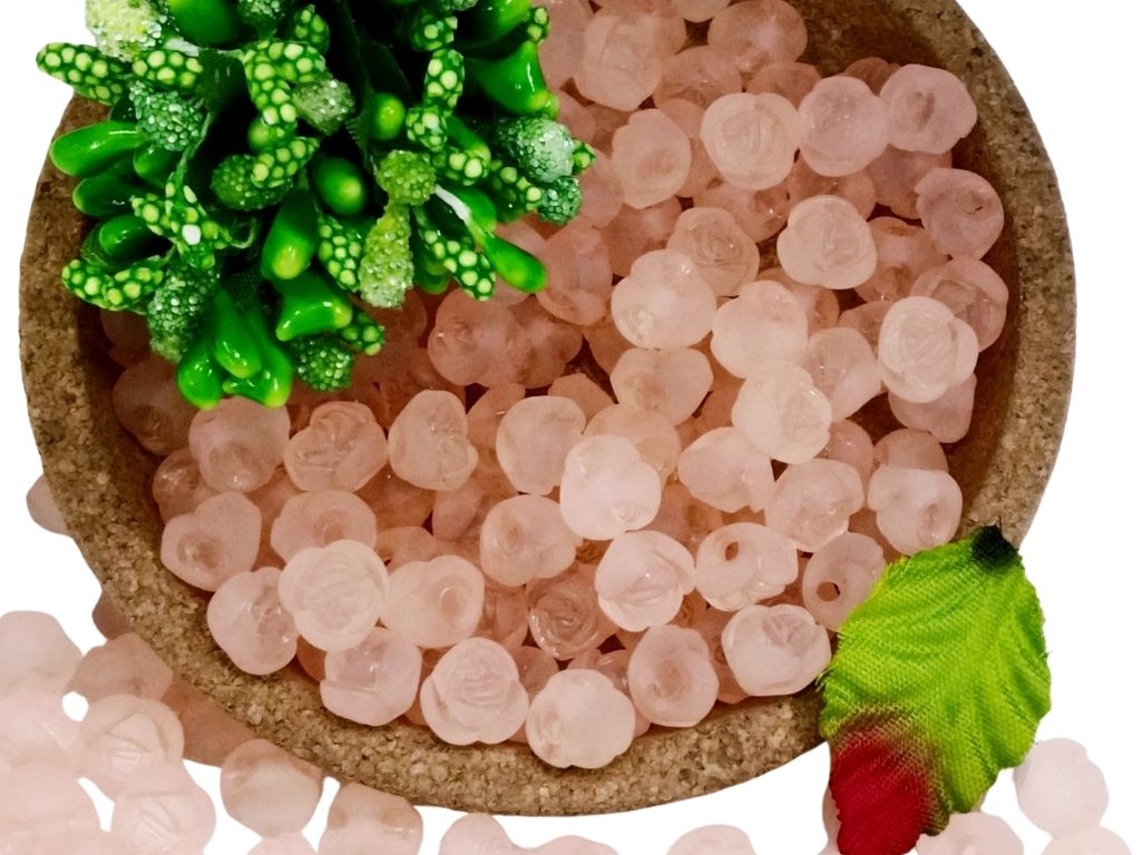 Light Purple Matte Finish Rose Shaped Acrylic Beads with Back Hole