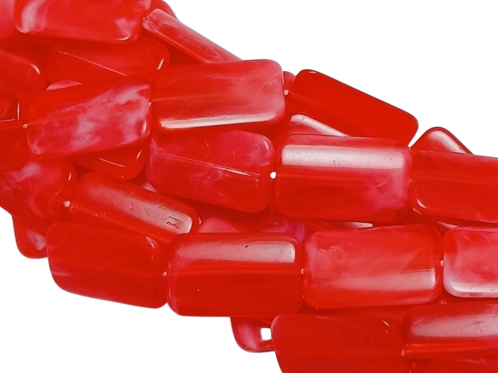 Blood Red Rectangular Resin Beads