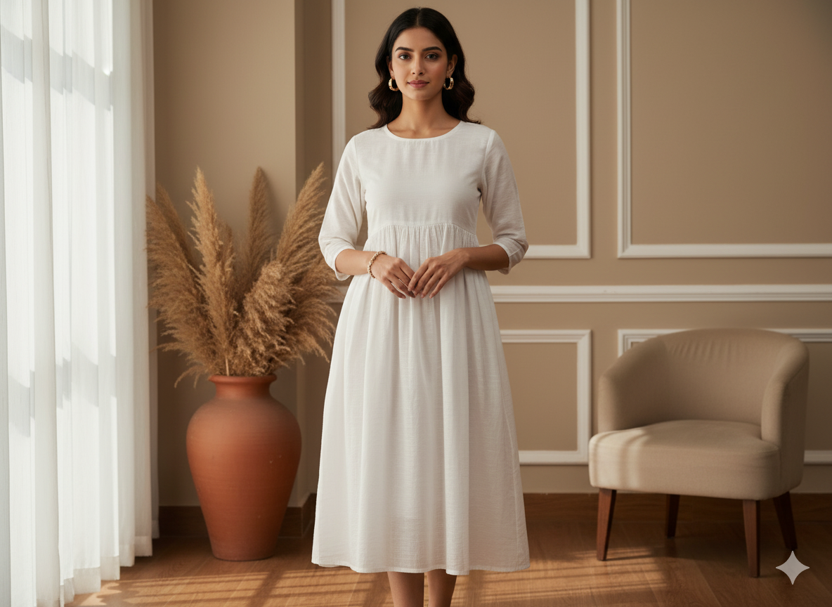 White Plain 100% Pure Mul Mul Cotton