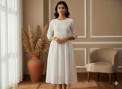 White Plain 100% Pure Mul Mul Cotton