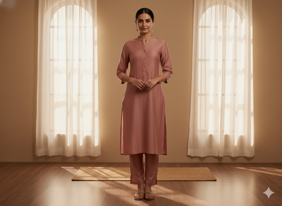 सैंडस्टोन ऑरेंज प्लेन ग्लेज्ड कॉटन फ़ैब्रिक (थोक)