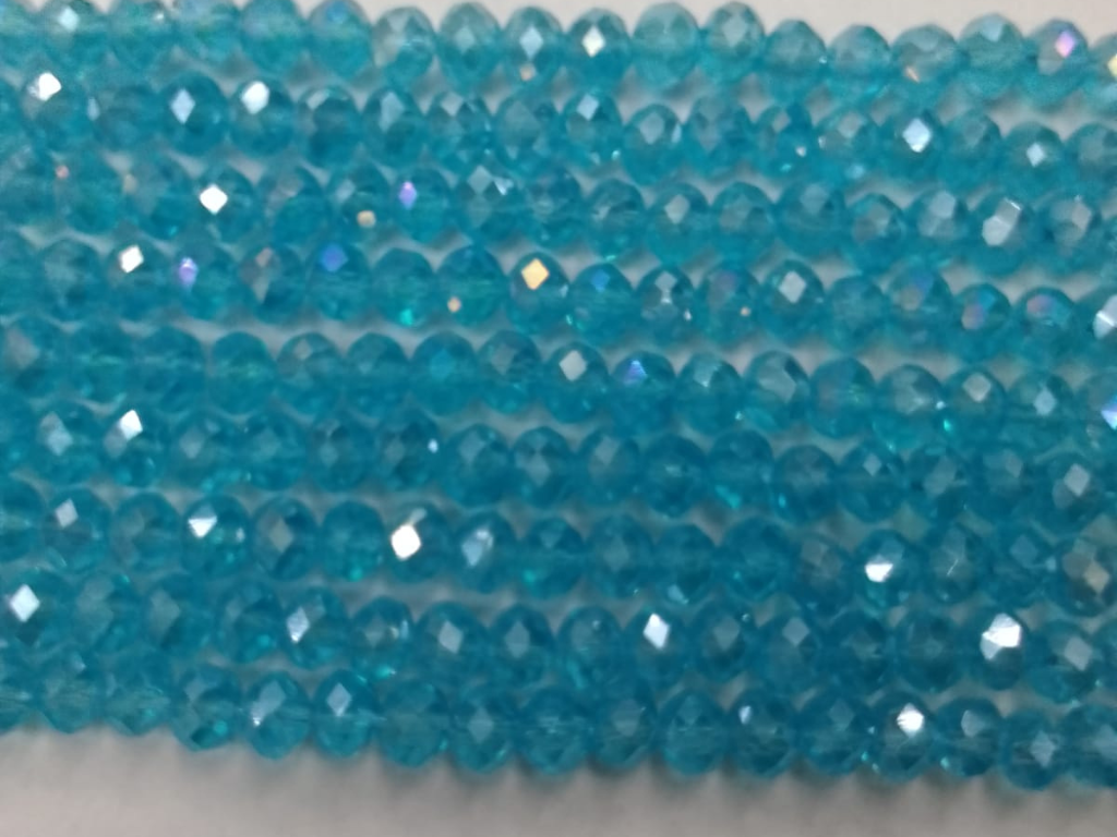 Light Blue Tyre Crystal Glass Beads- 6 mm (Wholesale