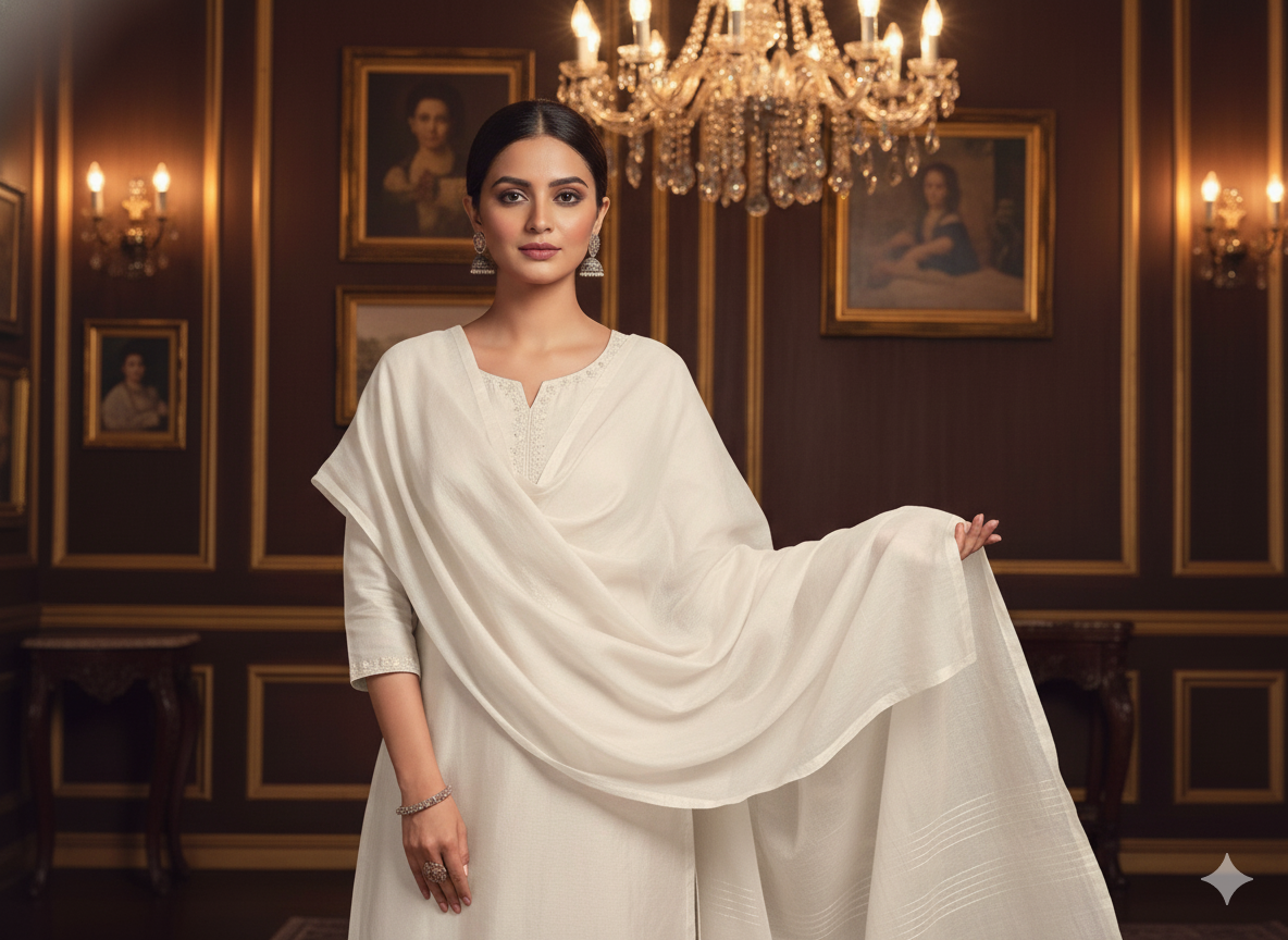 White Plain 100% Pure Mul Mul Cotton